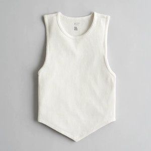 NWT Hollister Gilly Hicks Cozy Ribbed Bandana Hem Tank Top, XXS, White